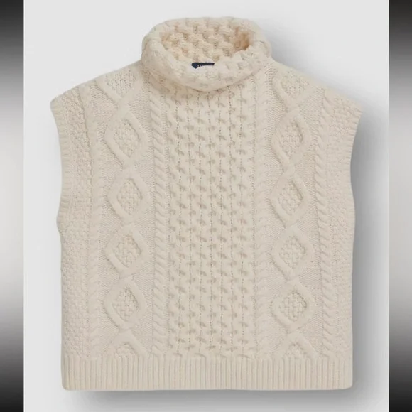 Polo Ralph Lauren Cable Knit Turtleneck Cream Sleeveless Sweater Women’s XS - Picture 1 of 7